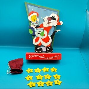 NIB Looney Tunes Wooden Christmas Countdown Advent Calendar Giftco 9" x 6" Rare